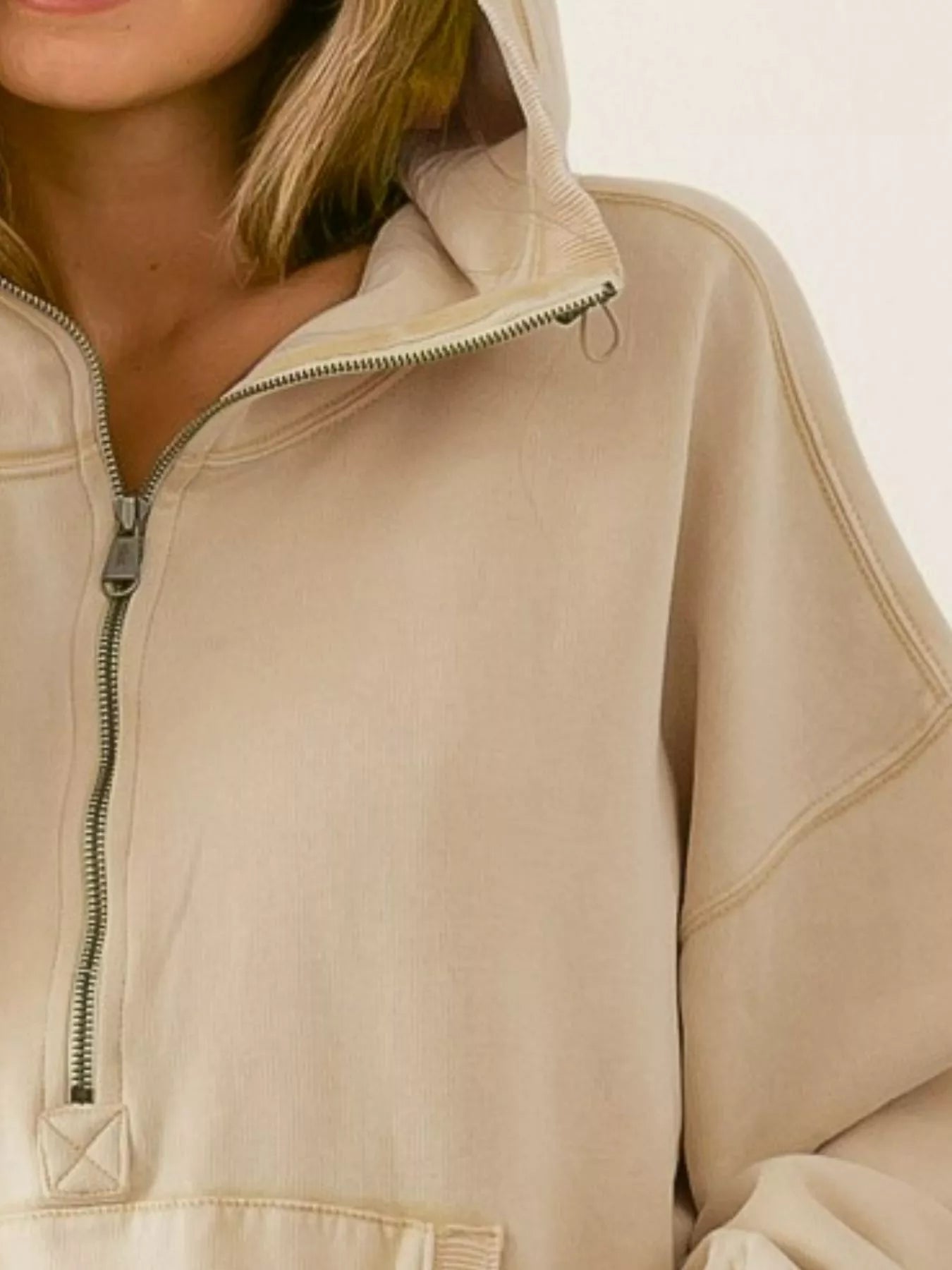 ELC Atelier Tailored BiBi Stitch Detailed Elastic Hem Half Zip Flee — Prestige Edit - ELC Fashion