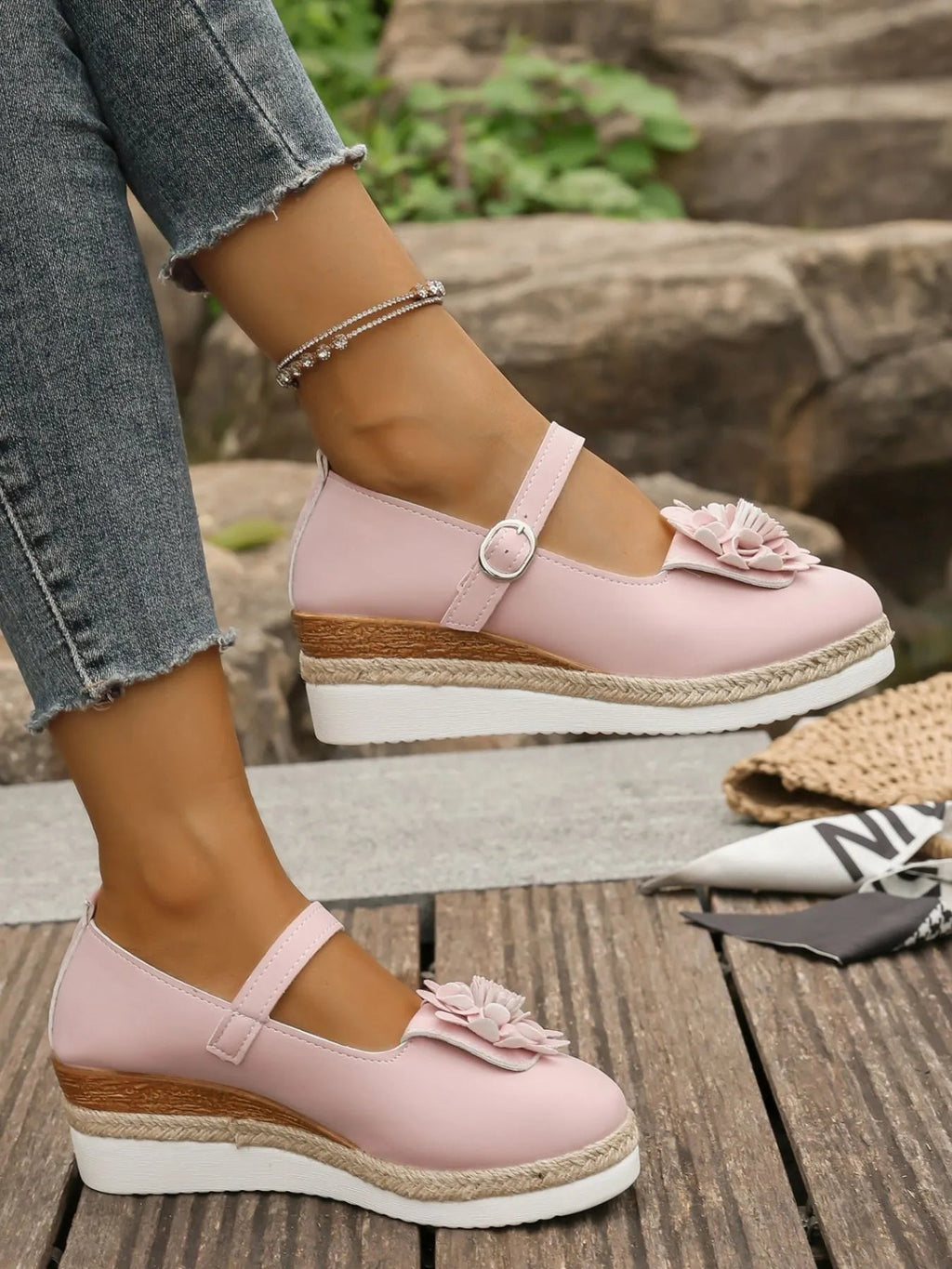 Flower Embellished Mary Jane Loafers - ELC Fashion