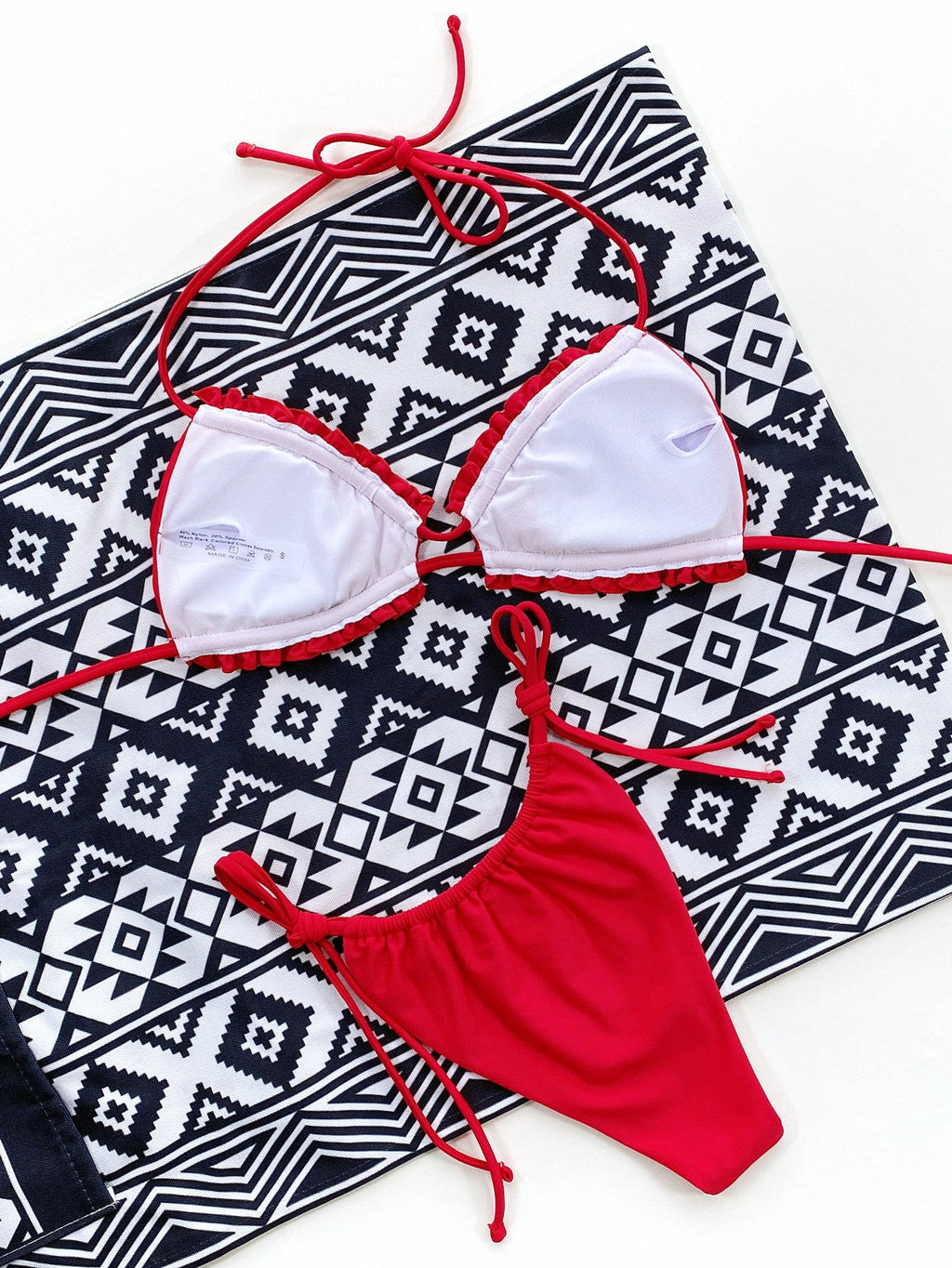 Frill Trill Halter Neck Bikini Set - ELC Fashion