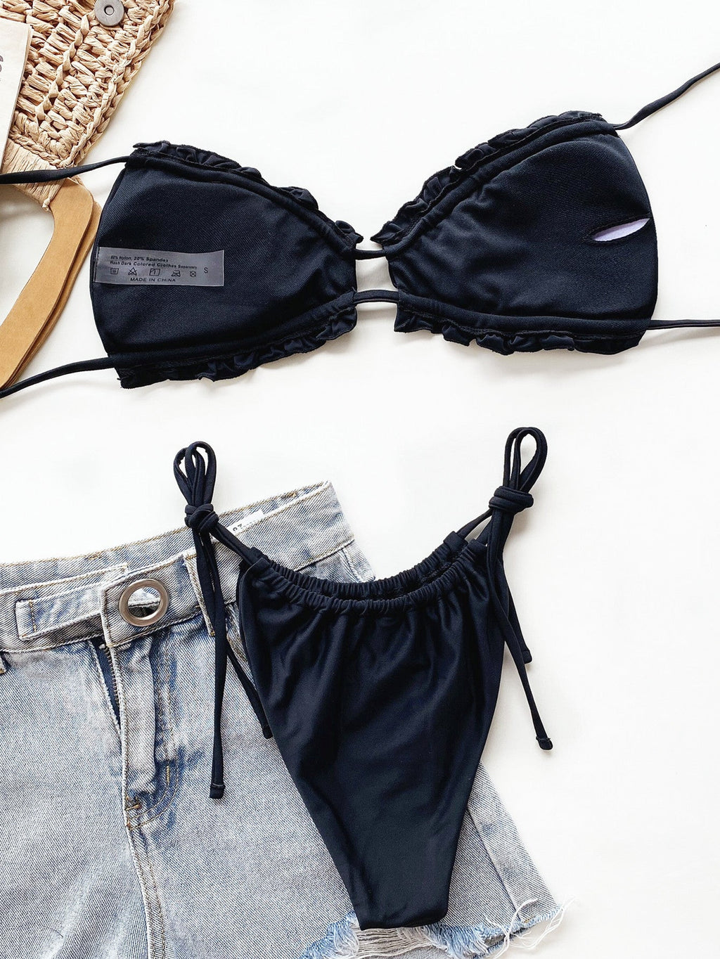 Frill Trill Halter Neck Bikini Set - ELC Fashion