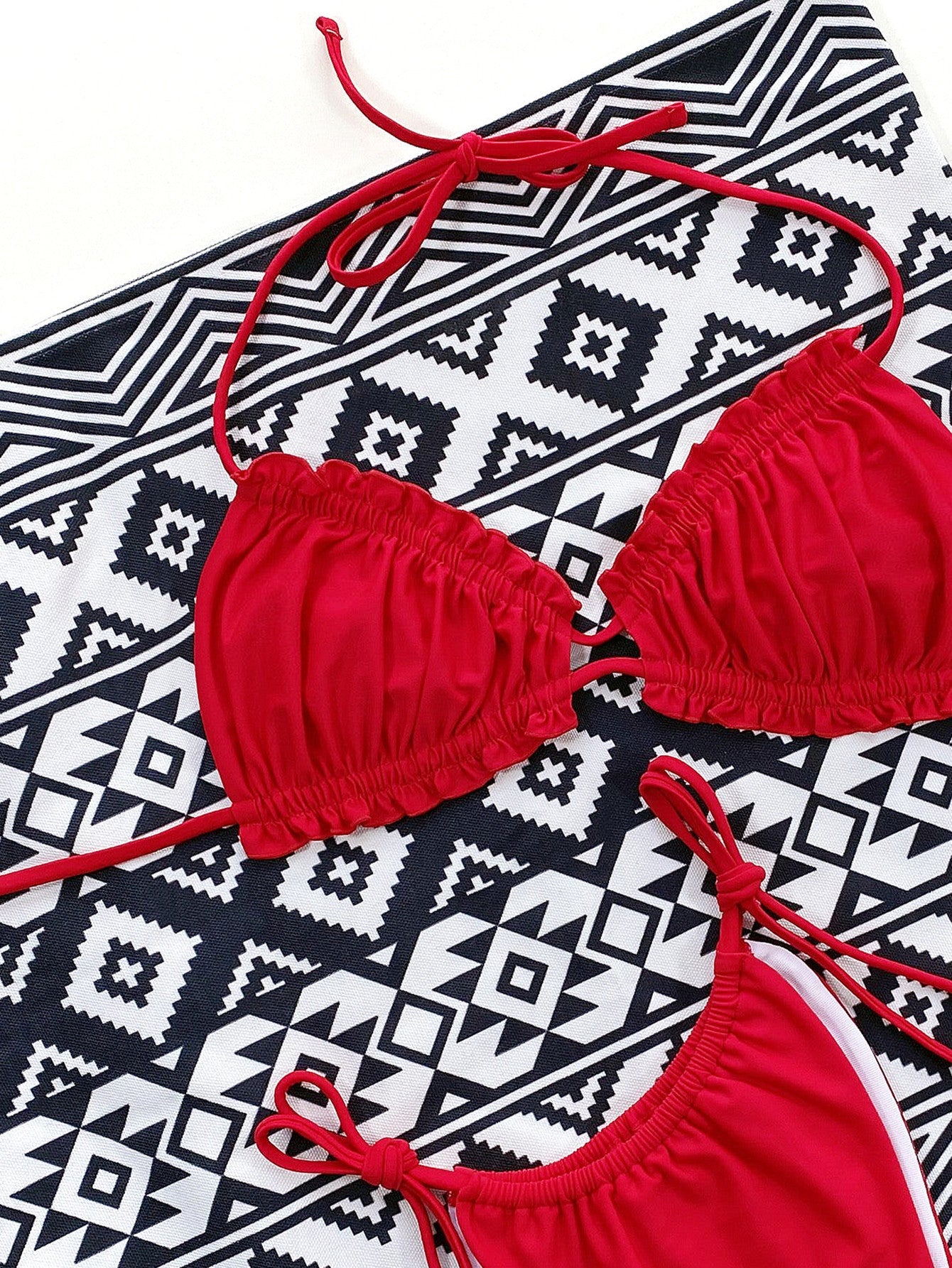 Frill Trill Halter Neck Bikini Set - ELC Fashion