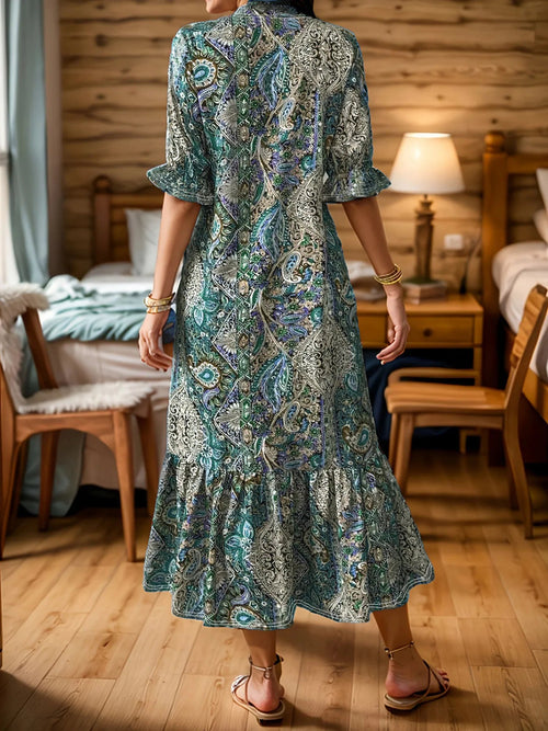 Plus size bohemian paisley midi dress
