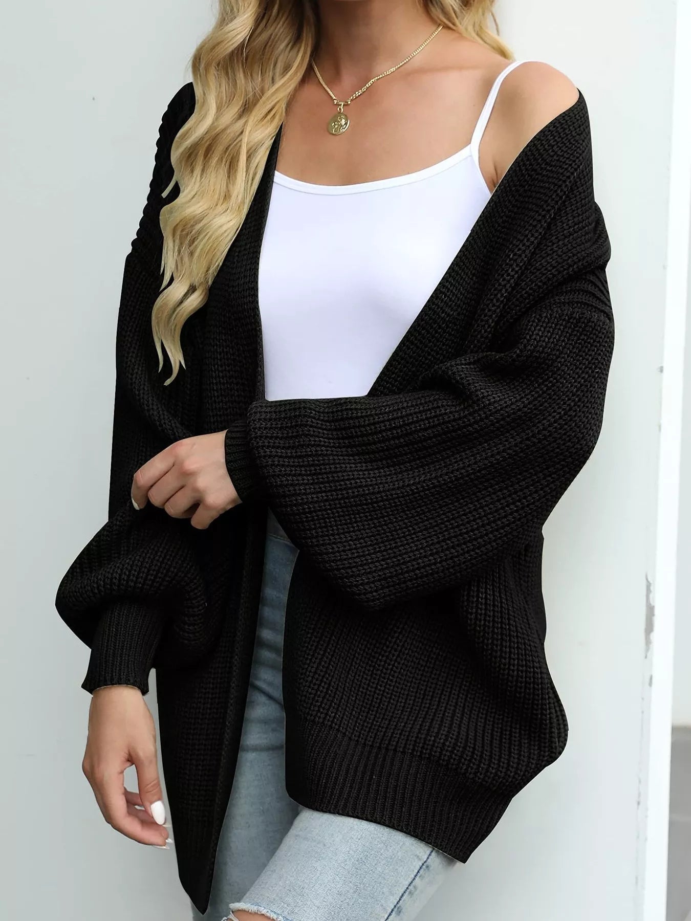 Full Size Chunky Knit Open Front Cardigan Plus Size - ELC Fashion