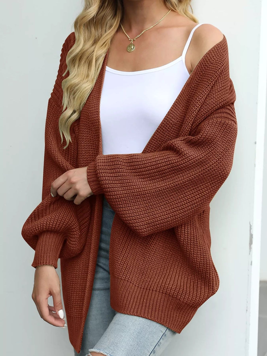 Full Size Chunky Knit Open Front Cardigan Plus Size - ELC Fashion