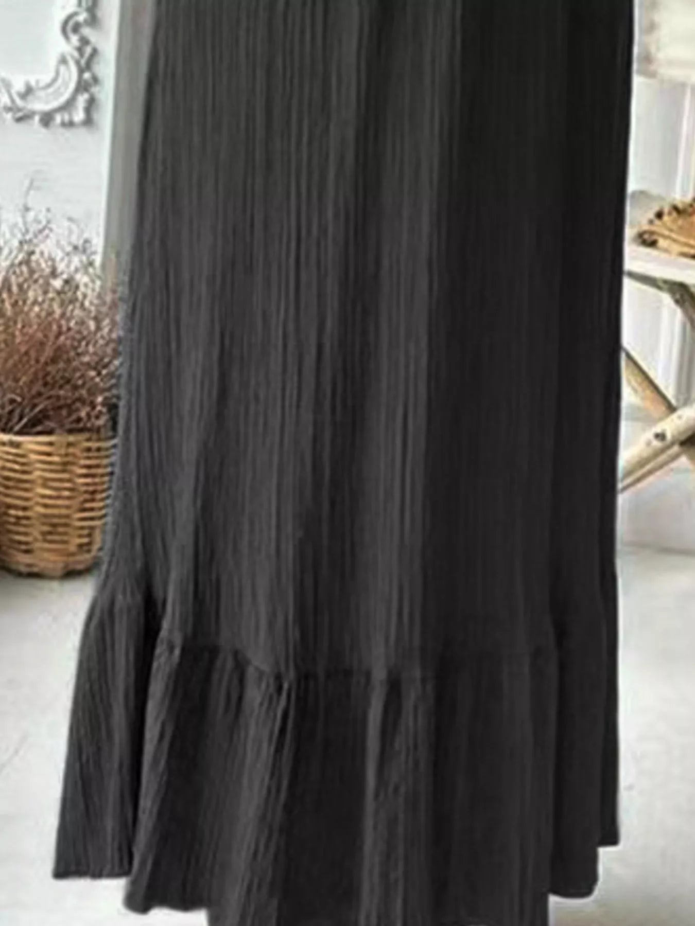 Full Size Textured Balloon Sleeve Maxi Dress Plus Size - ELC Fashion