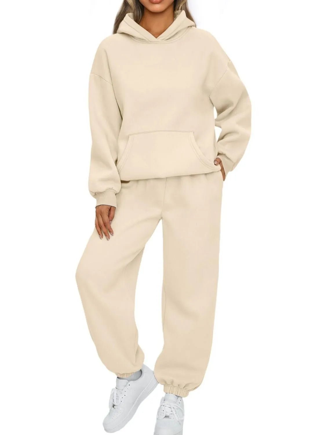 Kangaroo Pocket Hoodie and Joggers Set - ELC Fashion