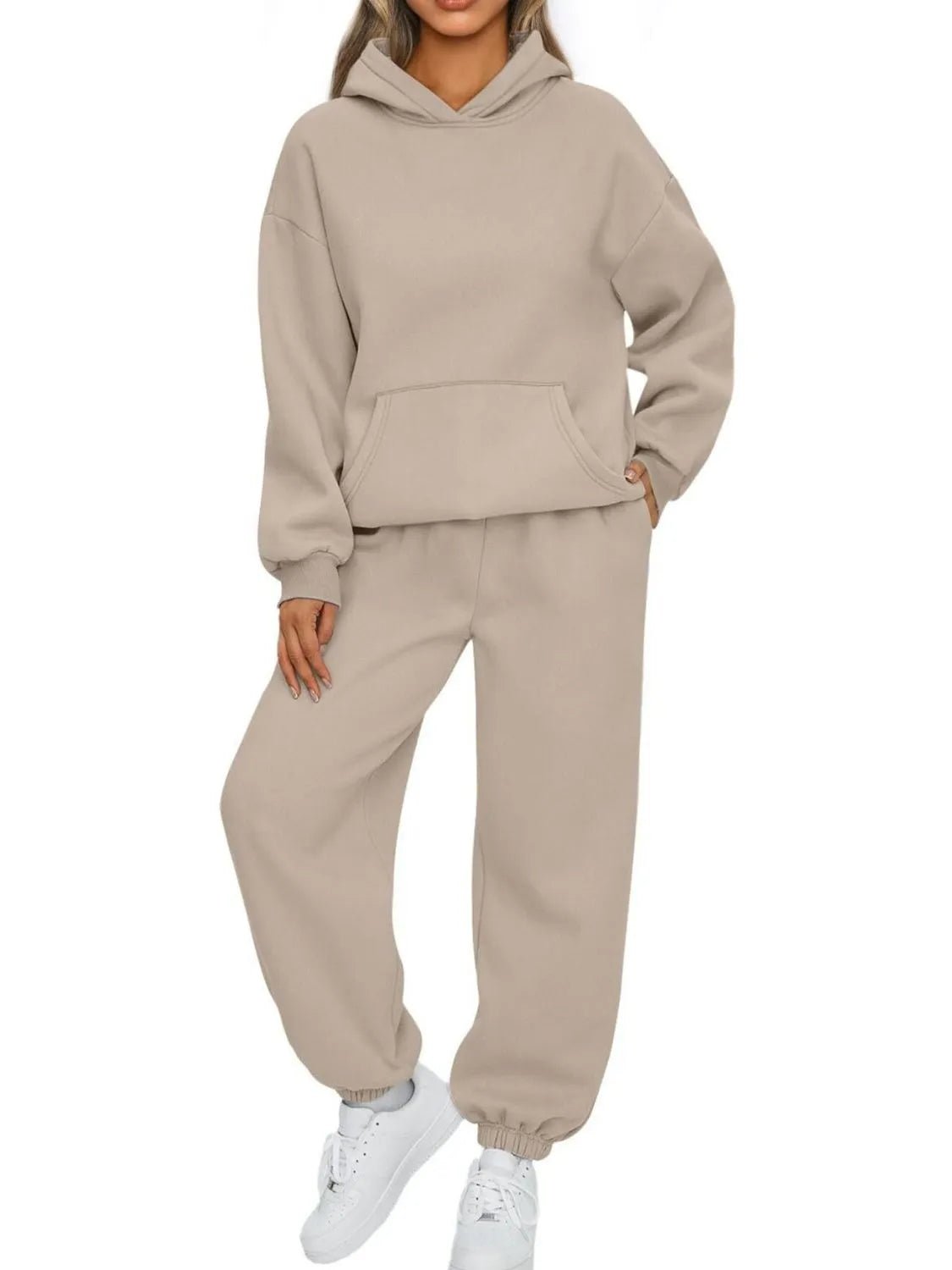 Kangaroo Pocket Hoodie and Joggers Set - ELC Fashion