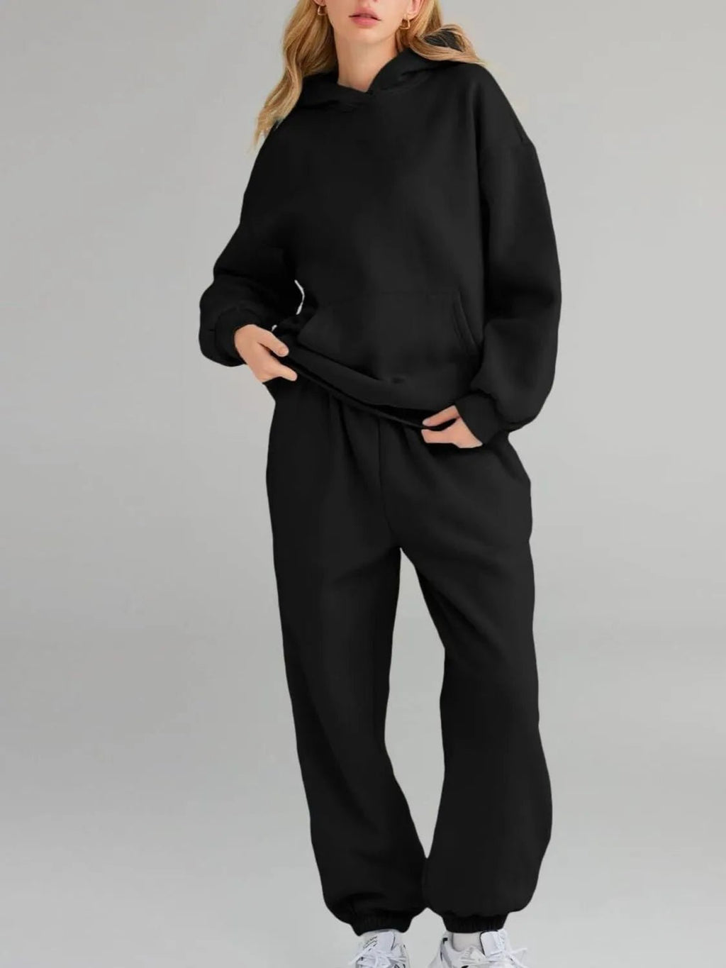 Kangaroo Pocket Hoodie and Joggers Set - ELC Fashion