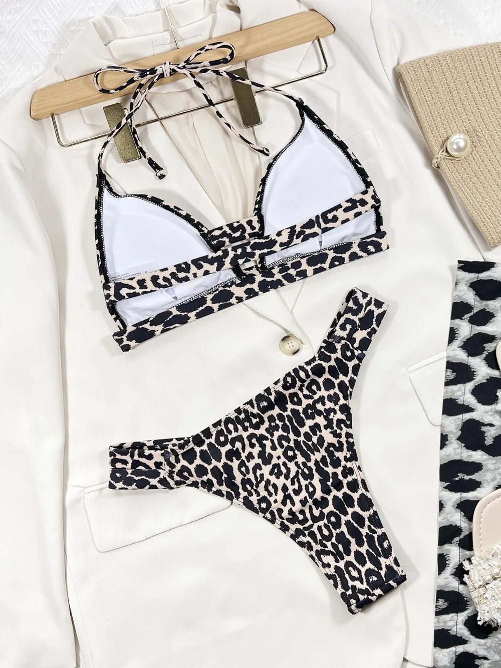 Leopard Cutout Halter Neck Bikini Set - ELC Fashion