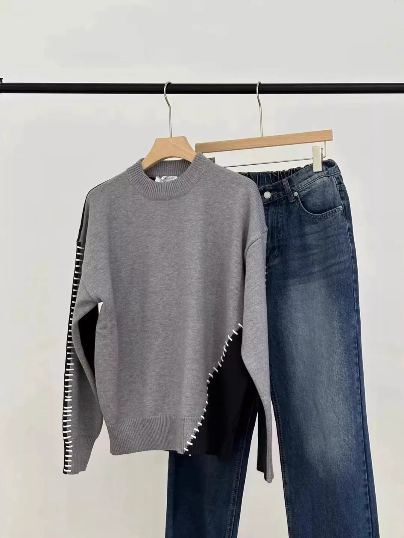 Men's Plus Size Two - Tone Mock Neck Sweater - ELC Fashion