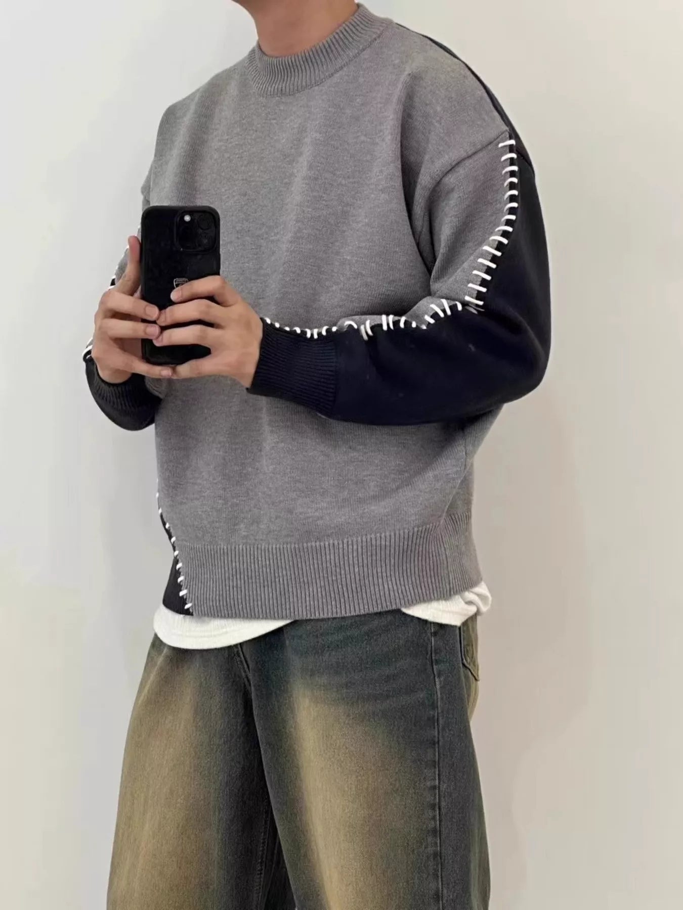 Men's Plus Size Two - Tone Mock Neck Sweater - ELC Fashion