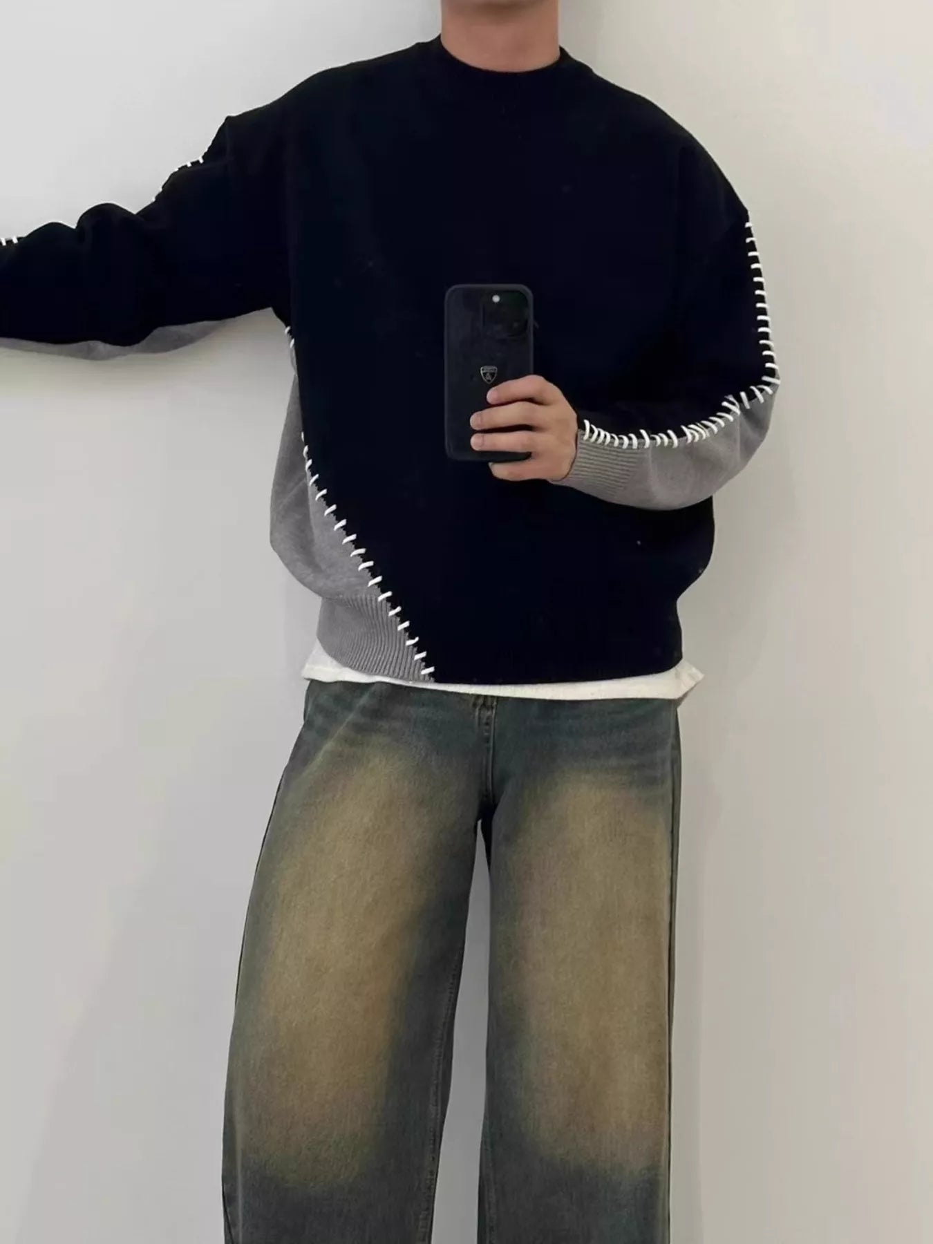 Men's Plus Size Two - Tone Mock Neck Sweater - ELC Fashion