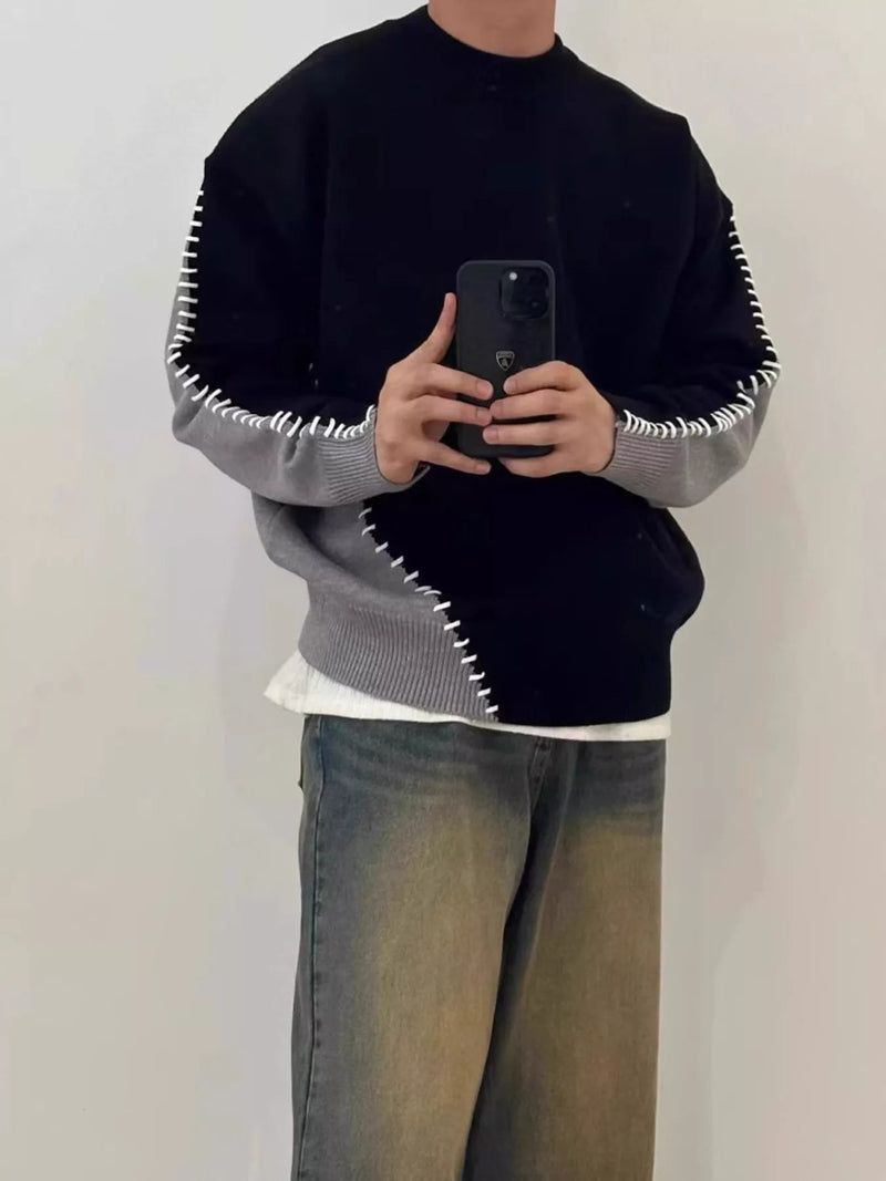 Men's Plus Size Two - Tone Mock Neck Sweater - ELC Fashion