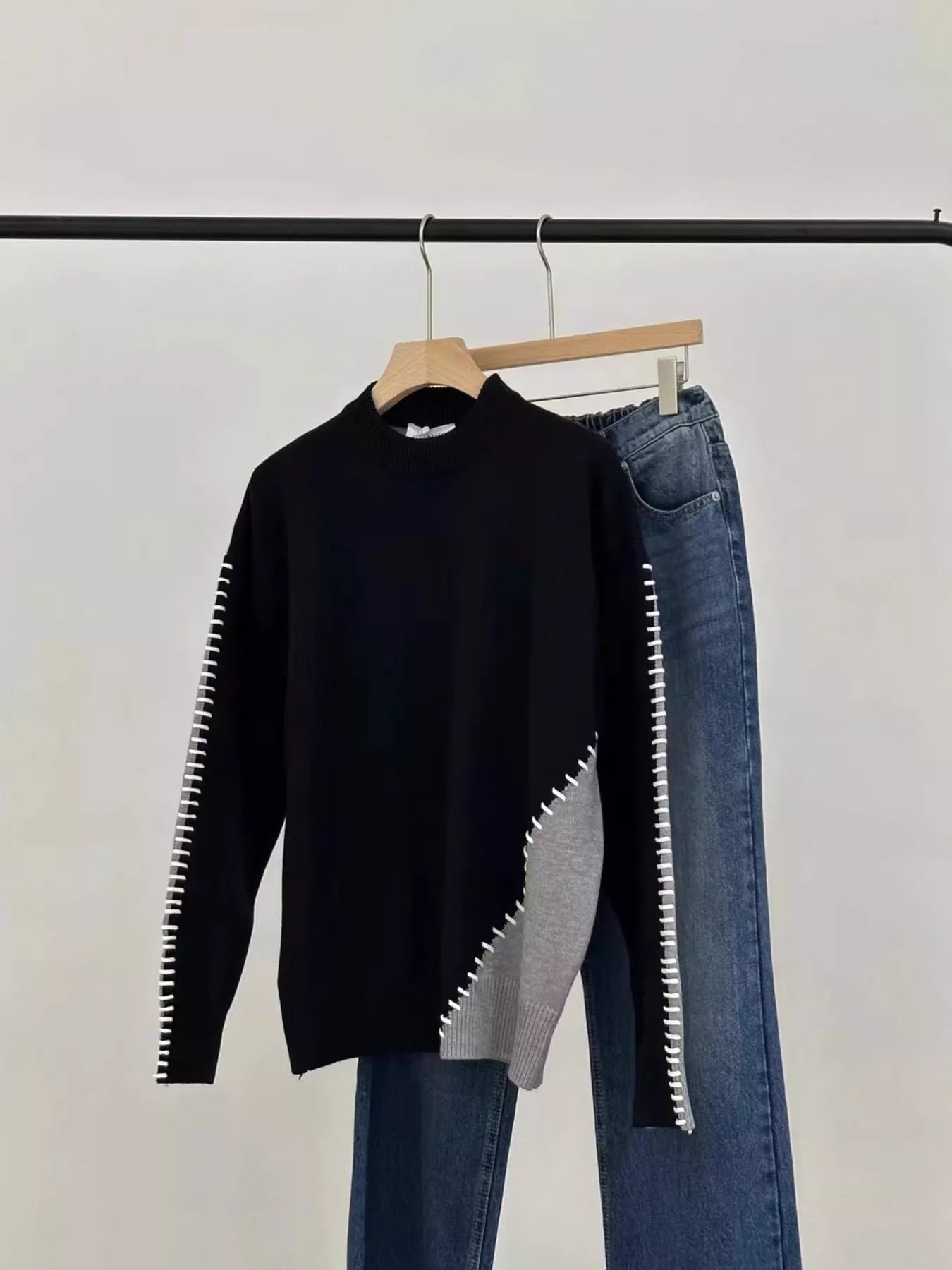 Men's Plus Size Two - Tone Mock Neck Sweater - ELC Fashion