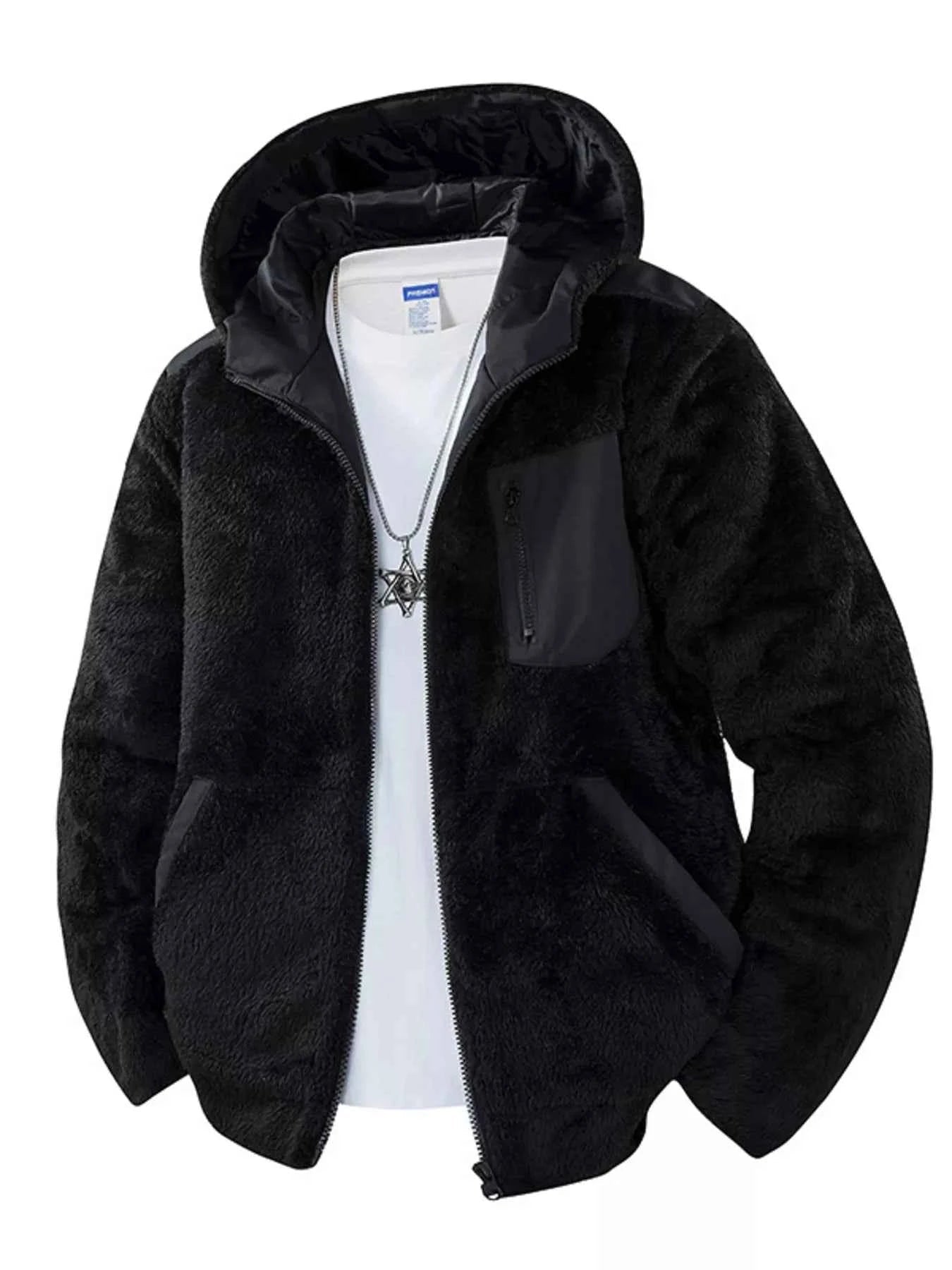 Men's Zip Up Fleece Hooded Jacket - ELC Fashion