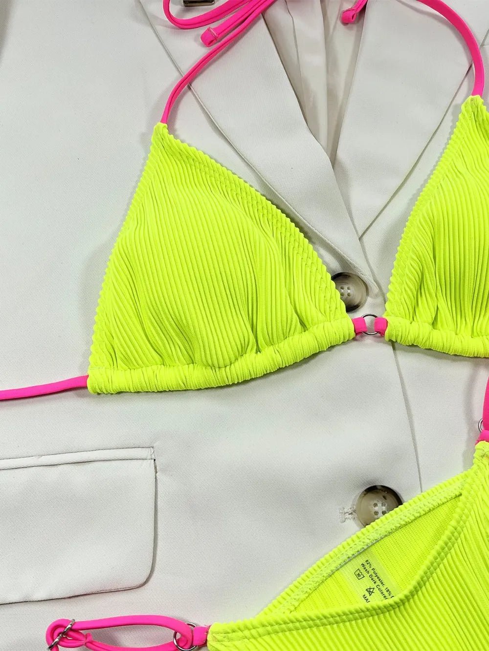 Ribbed Tie Back Bikini Set - ELC Fashion