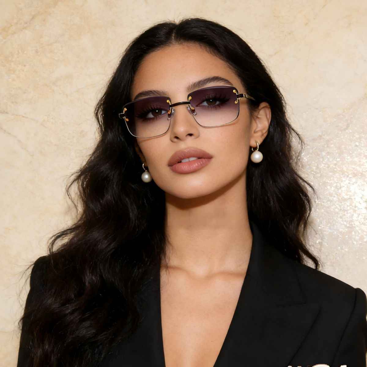 Rimless Gradient Tinted Sunglasses - ELC Fashion