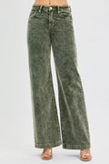 RISEN Full Size High Rise Wide Leg Corduroy Jeans Plus Size - ELC Fashion