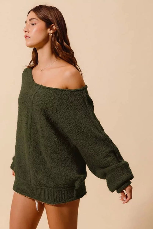 Women's boucle exposed seam sweater