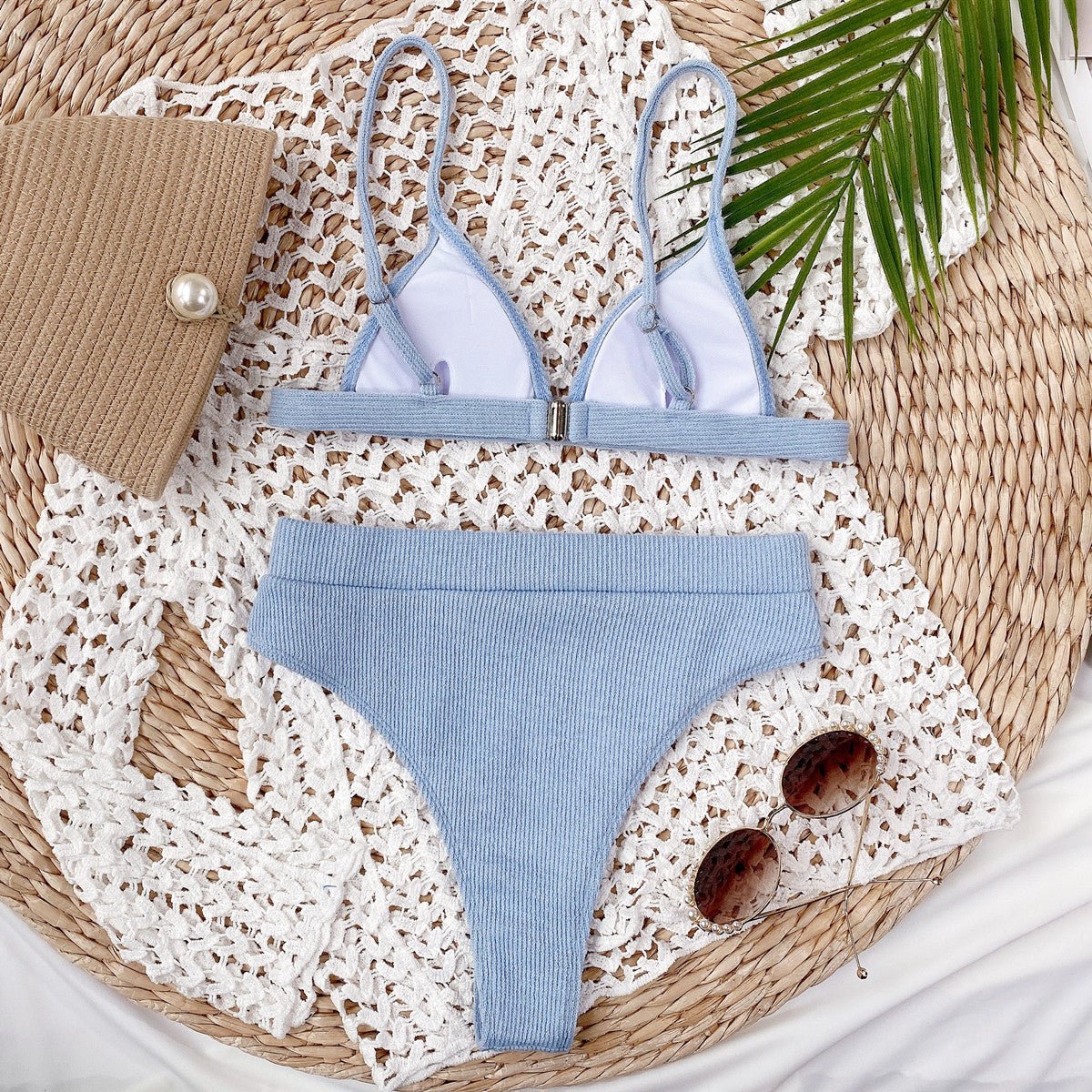 Spaghetti Strap Ribbed Bikini Set - ELC Fashion