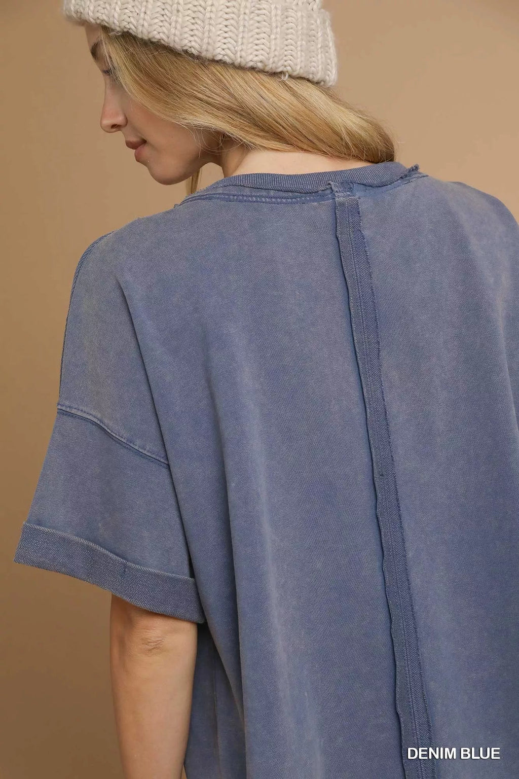 Umgee Mineral Wash Round Neck Top - ELC Fashion