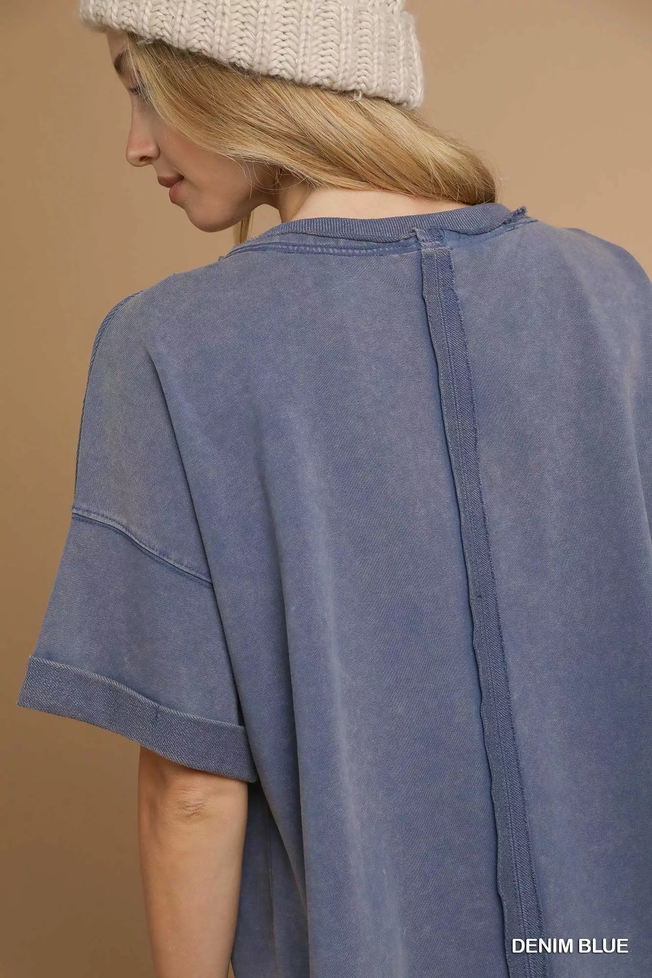 Umgee Mineral Wash Round Neck Top - ELC Fashion