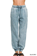 Zenana Acid Wash Fleece Sweatpants with Pockets - ELC Fashion